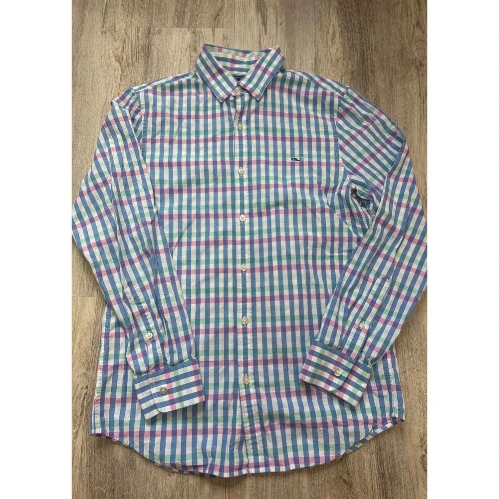 Vineyard Vines‎ Mens Slim Fit Whale Shirt Button Down Plaid Blue S